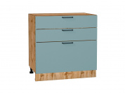 Шкаф нижний с 3-мя ящиками Флэт 816*800*478 Grey-green In 2S / Дуб Вотан