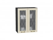 Шкаф верхний с 2-мя остекленными дверцами Ницца 716*600*318 Дуб крем / Graphite