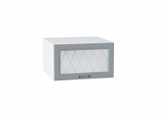 Шкаф верхний горизонтальный остекленный глубокий Ницца 358*600*574 Графит / Белый