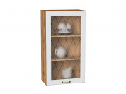 Шкаф верхний с 1-ой остекленной дверцей Ницца 920*500*318 Белый / Дуб Вотан