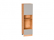 Шкаф пенал с 1-ой дверцей и ящиком под технику Фьюжн 2132*600*576 Clay Silk / Дуб Вотан