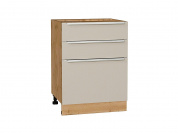 Шкаф нижний с 3-мя ящиками Фьюжн 816*600*480 Cream Silk / Дуб Вотан