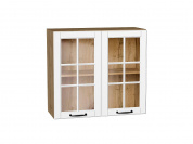 Шкаф верхний с 2-мя остекленными дверцами Дублин 716*800*318 Special White / Дуб Вотан