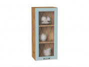 Шкаф верхний с 1-ой остекленной дверцей Ницца 920*400*318 Голубой / Дуб Вотан