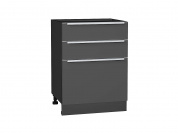 Шкаф нижний с 3-мя ящиками Фьюжн 816*600*480 Stormy Silk / Graphite