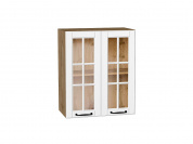 Шкаф верхний с 2-мя остекленными дверцами Дублин 716*600*318 Special White / Дуб Вотан