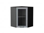 Шкаф верхний угловой остекленный Ницца 716*600*600 Magnum / Graphite