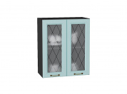 Шкаф верхний с 2-мя остекленными дверцами Ницца 716*600*318 Голубой / Graphite