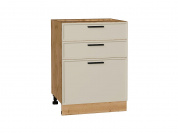 Шкаф нижний с 3-мя ящиками Фрейм 816*600*484 Cream Silk / Дуб Вотан