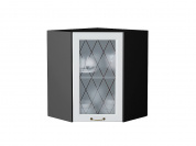 Шкаф верхний угловой остекленный Ницца 716*600*600 Белый / Graphite