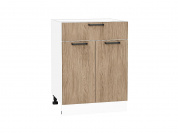 Шкаф нижний с 2-мя дверцами и ящиком Флэт 816*600*478 Natural Casella Oak 2S / Белый