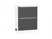 Шкаф нижний с 2-мя ящиками Фьюжн 816*600*480 Stormy Silk / Белый