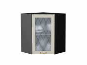 Шкаф верхний угловой остекленный Ницца 716*600*600 Агат / Graphite