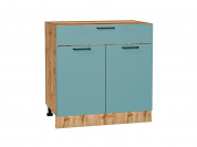 Шкаф нижний с 2-мя дверцами и ящиком Флэт 816*800*478 Grey-green In 2S / Дуб Вотан