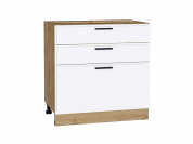 Шкаф нижний с 3-мя ящиками Фрейм 816*800*484 White Silk / Дуб Вотан