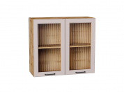 Шкаф верхний с 2-мя остекленными дверцами Барселона 716*800*324 Кашемир / Дуб Вотан