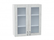 Шкаф верхний с 2-мя остекленными дверцами Лофт 920*800*320 Nordic Oak / Белый