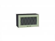 Шкаф верхний горизонтальный остекленный Ницца 358*600*318 Дуб оливковый / Graphite