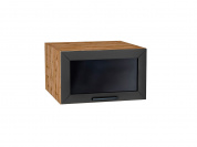 Шкаф верхний горизонтальный остекленный глубокий Глетчер 358*600*574 Маренго Силк / Дуб Вотан