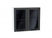 Шкаф верхний с 2-мя остекленными дверцами Глетчер 716*800*318 Маренго Силк / Белый