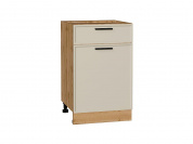 Шкаф нижний с 1-ой дверцей и ящиком Фрейм 816*500*484 Cream Silk / Дуб Вотан