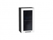 Шкаф верхний с 1-ой остекленной дверцей Глетчер 716*400*318 Айленд Силк / Graphite