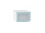 Шкаф верхний горизонтальный остекленный глубокий Ницца 358*500*574 Голубой / Белый