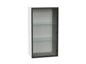 Шкаф верхний с 1-ой остекленной дверцей (полки стекло) 920*500*322 Черный / Белый