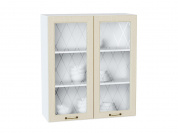 Шкаф верхний с 2-мя остекленными дверцами Ницца 920*800*318 Дуб крем / Белый