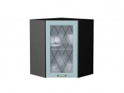 Шкаф верхний угловой остекленный Ницца 716*600*600 Голубой / Graphite