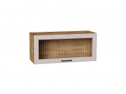 Шкаф верхний горизонтальный остекленный Барселона 358*800*324 Кашемир / Дуб Вотан