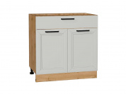 Шкаф нижний с 2-мя дверцами и ящиком Нео 816*800*480 Grey Silk / Дуб Вотан