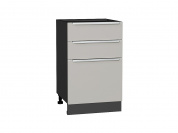 Шкаф нижний с 3-мя ящиками Фьюжн 816*500*480 Silky Light Grey / Graphite