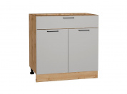 Шкаф нижний с 2-мя дверцами и ящиком Флэт 816*800*478 Light Grey In 2S / Дуб Вотан