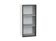 Шкаф верхний с 1-ой остекленной дверцей (полки ЛДСП) 920*400*322 Черный / Белый