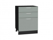 Шкаф нижний с 3-мя ящиками Квадро 816*600*481 Аквамарин / Graphite