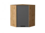 Шкаф верхний угловой Фрейм 716*600*600 Stormy Silk / Дуб Вотан