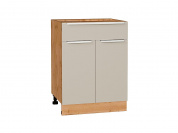 Шкаф нижний с 2-мя дверцами и ящиком Фьюжн 816*600*480 Cream Silk / Дуб Вотан