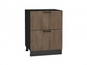 Шкаф нижний с 2-мя ящиками Флэт 816*600*478 Brown Casella Oak 2S / Graphite