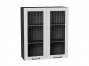 Шкаф верхний с 2-мя остекленными дверцами Ницца 920*800*318 Blanco / Graphite