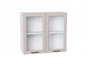 Шкаф верхний с 2-мя остекленными дверцами Барселона 716*800*324 Кашемир / Белый