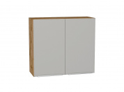 Шкаф верхний с 2-мя дверцами Фьюжн 716*800*320 Silky Light Grey / Дуб Вотан