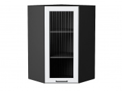 Шкаф верхний угловой остекленный Барселона 920*600*606 Белый / Graphite