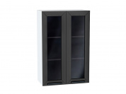 Шкаф верхний с 2-мя остекленными дверцами Глетчер 920*600*318 Маренго Силк / Белый