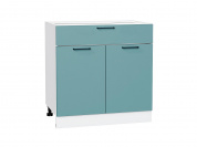 Шкаф нижний с 2-мя дверцами и ящиком Флэт 816*800*478 Grey-green In 2S / Белый