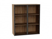 Шкаф верхний с 2-мя остекленными дверцами 920*800*322 Черный / Дуб Вотан