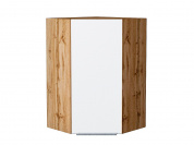 Шкаф верхний угловой Фьюжн 920*600*600 Silky White / Дуб Вотан