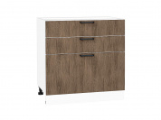 Шкаф нижний с 3-мя ящиками Флэт 816*800*478 Brown Casella Oak 2S / Белый