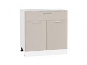 Шкаф нижний с 2-мя дверцами и ящиком Квадро 816*800*481 Кашемир / Белый