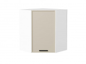 Шкаф верхний угловой Фрейм 716*600*600 Cream Silk / Белый